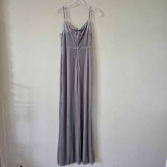 Revelry Maxi Dress sz 4 Green Gray Sleeveless Skye Velvet Bridesmaid Gown Small - Picture 3 of 12
